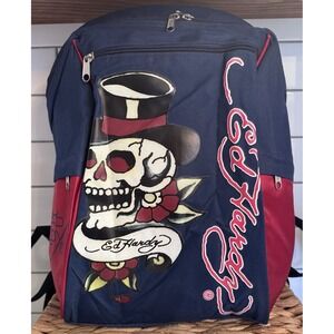 Don ED‎ HARDY Skull Top Hat Unisex Zip Back To School Backpack Y2K New No Tags